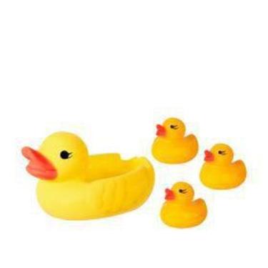 Imagem de Mamãe Pato Com 3 Patinhos De Borracha Para Banho - 4 Patinhos (Sem som