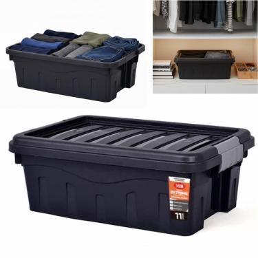 Imagem de Caixa Organizadora Empilhável Multiuso 11L Trava Organizador Reforçado Brinquedos Roupa...