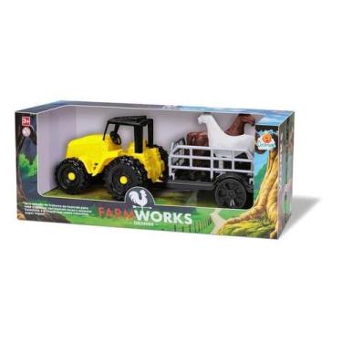 Imagem de Trator farm works com animais - orange toys