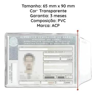 Imagem de Protetor Porta Documento Para CNH Com Aba Kit 200 Unidades Transparent