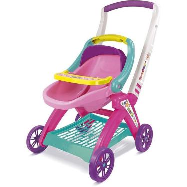 Imagem de Carrinho de Boneca 3 em 1 Passeio Moisés Berço Portátil Rosa Maral