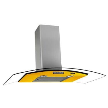 Imagem de Coifa Terim Parede Vidro Curvo Amarela Inox 80 Cm Duto Slim, Amarelo, 
