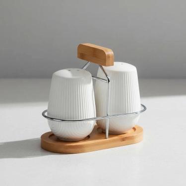 Imagem de Saleiro e Pimenteiro Oásis em Cerâmica Branco 90ml