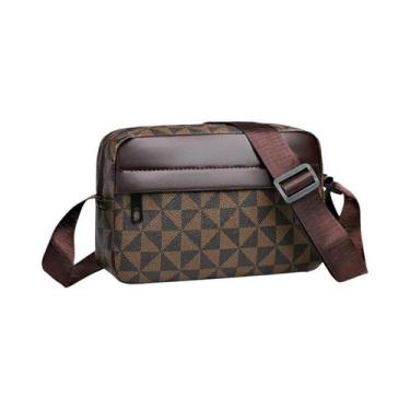 Imagem de Bolsa De Ombro Casual Masculina Em Couro PU, Mensageiro Com Alça Larga