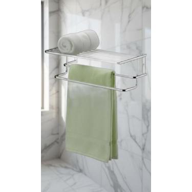 Imagem de Toalheiro Porta Toalha Cromado Com Prateleira 40cm - Congratulations S