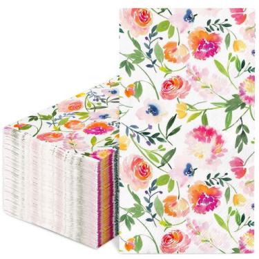 Imagem de 80 unidades de guardanapos de papel floral descartáveis 20x11 cm - Mar