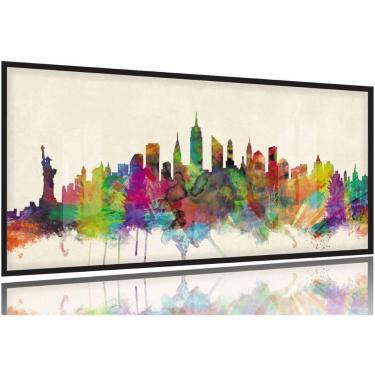 Imagem de Quadro Nova York Decorativo Colorful 130x60 Moldura Preta 2x2