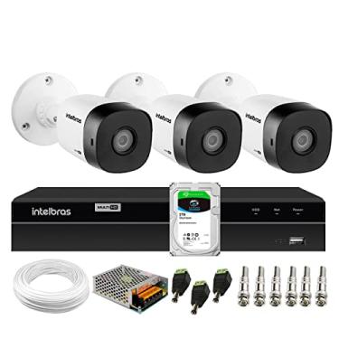 Imagem de Kit 3 Câmeras Bullet HD 720p VHL 1120 B Infra 20m HDCVI + DVR Gravador de Video Inteligente Intelbras MHDX 1204 4 Canais + HD 2TB