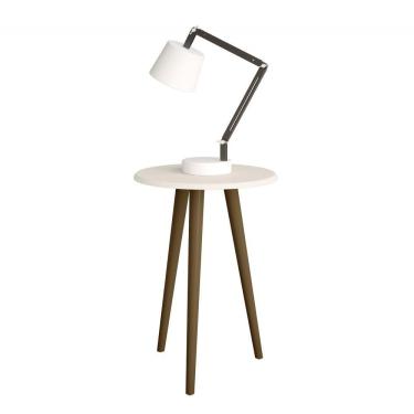 Imagem de Mesa de Apoio Retrô MDF Brilhante Off White Bechara