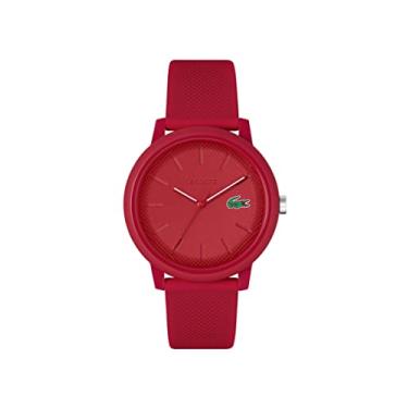 Imagem de Lacoste Relógio masculino de quartzo 12.12 - TR90 Case Quartz - Relógio esportivo premium da moda, Vermelho, 42MM, borracha