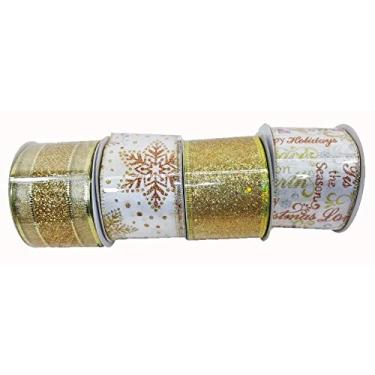 Imagem de Darice Gold Christmas Ribbon: 2.5" x 25', 4 Assorted Styles