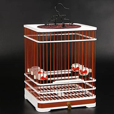 Imagem de KIZQYN Gaiolas Novo Modelo Gaiola de Marisco de Aço Bordado Dianchin Jade Acessórios de Pássaro Amarelo Gaiola de Banho Mola Gaveta Gaiola de Voo (Cor: B)