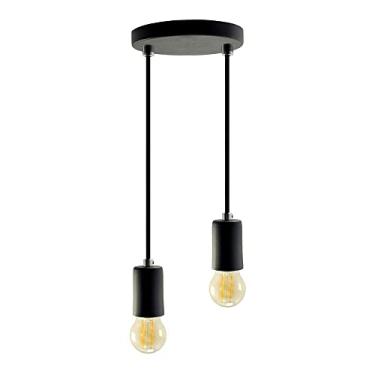 Imagem de Pendente Soquete Copinho E27 Preto Duplo + Led G45