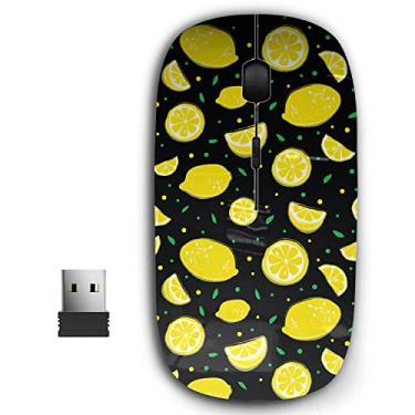 Imagem de Mouse sem fio USB ergonômico portátil 2,4 G para PC, laptop, computador, notebook com nano receptor (limões amarelos)
