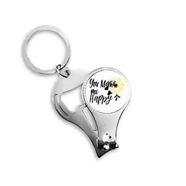 Imagem de You Make Me Happy Quote Style Nail Nipper Ring Chaveiro Abridor de Garrafas Cortador