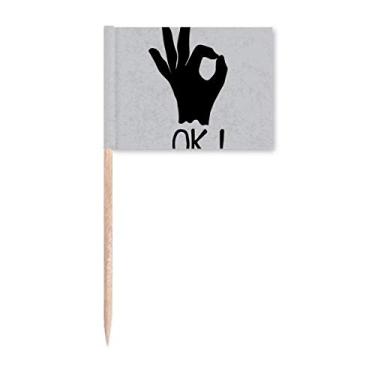 Imagem de Marcador de palito de dente personalizado com gesto OK Outline Decoração de festa