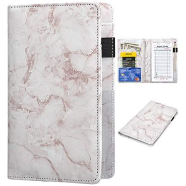 Imagem de Livros de servidor para garconete - Carteira de couro com textura de latido para garcom com bolso com ziper, lindo organizador de garconete e garcom com avental de bolso para dinheiro (marrom)