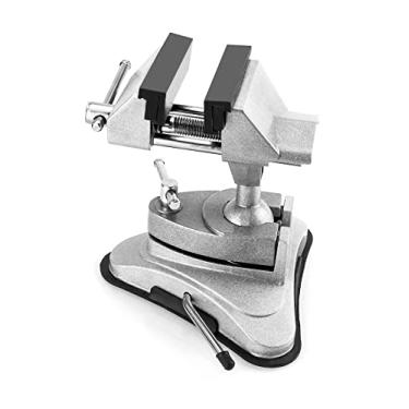 Imagem de QWORK Mini torno de sucção de mesa, passatempo de alta especificação e artesanato torno de mesa de liga de alumínio para modelagem, pintura, colagem, solda