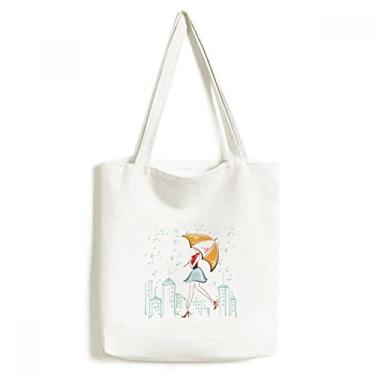 Imagem de Bolsa de lona tipo sacola feminina para chuva, bolsa de compras casual
