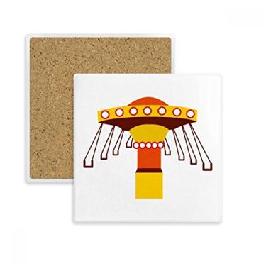 Imagem de Porta-copos quadrado para decoração de parque de diversões com ilustração colorida e suporte de subplaca para caneca