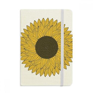 Imagem de Caderno de flores de girassol amarelo com capa dura em tecido oficial diário clássico