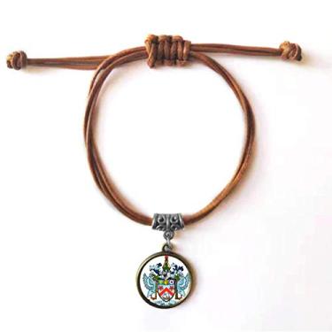 Imagem de DIYthinker Pulseira de couro com emblema Nacional de São Cristóvão e Névis Pulseira Marrom Joia Presente