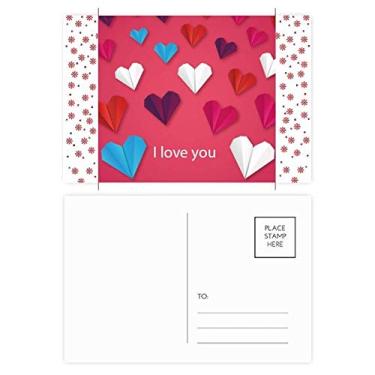 Imagem de Origami — Cartão postal geométrico abstrato com estampa de coração natalino e flores comemorativas