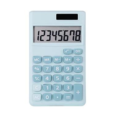Imagem de Calculadora de mesa calculadora solar botão sensível calculadora eletrônica tamanho bolso calculadora aritmética portátil ferramenta financeira azul claro
