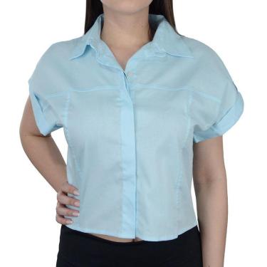 Imagem de Camisa Feminina Milani Cropped Azul Piscina - 322-Feminino