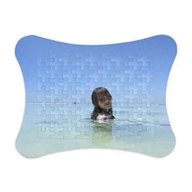Imagem de Ellie Yao Beautiflu Girl Sea Wave Swim Moldura de quebra-cabeça Decoração de imagem Enfeite de jogo