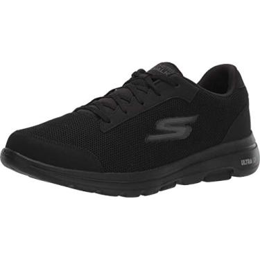 Imagem de Skechers Tênis de caminhada masculino Gowalk 5 Demitasse texturizado de malha cadarço desempenho, Preto, 12