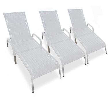 Imagem de Kit 3 Espreguiçadeiras/Cadeira Madrid Reclináveis p/ Piscina