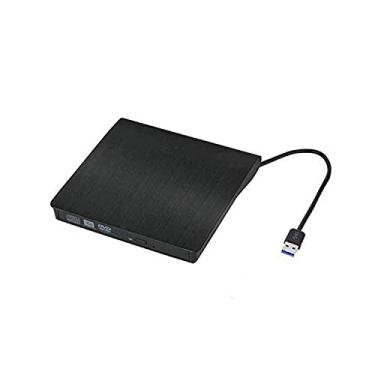 Imagem de Padarsey Unidade externa de CD de DVD para laptop USB 3.0 Leitor externo de DVD-RW, gravador óptico Rewriter para Mac, notebook, desktop, PC Windows 7/8/10, Mac OSX e Linux OS Slim Preto