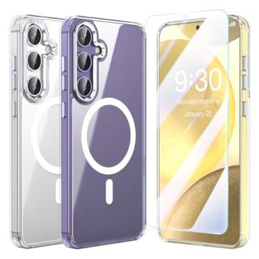 Imagem de MATEPROX Capas magnéticas transparentes para Samsung Galaxy S24+, capa transparente fina de cristal à prova de choque com protetor de tela para Samsung S 24 Plus 5G (2024) - transparente