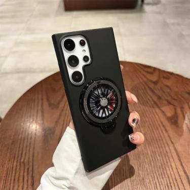 Imagem de Capa de telefone com suporte giroscópio giratório 360 colorido para Samsung Galaxy S24 S23 Ultra Plus Capa de anel magnético, preta, para S24Ultra