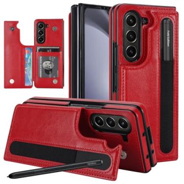 Imagem de Asuwish Capa de telefone para Samsung Galaxy Z Fold 6 5G 2024 capa carteira com slot S Pen SPen suporte para cartão de crédito suporte fino robusto bolsa flip celular acessórios para celular ZFold6 Z6