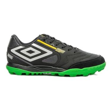 Imagem de Chuteira Umbro Pro 5 Bump Club Brfutsal Society Preta e Verde
