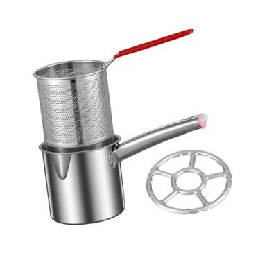 Imagem de Generic Fritadeira de aço inoxidável pequena panela com alças, portátil com cesta, fritadeira de óleo profundo para restaurante doméstico, cesto cesto 1.8L