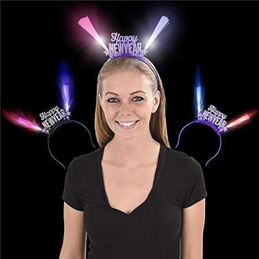Imagem de Faixa de cabeça The Dreidel Company Happy New Years para adultos unissex, festa festiva de ano novo cores sortidas (pacote com 2)