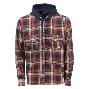 Imagem de Camisa Vaqueiros Masculina Xadrez Preto com Laranja com Capuz 36829