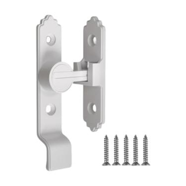 Imagem de WeiLaiKeQi Fechadura de porta de celeiro Trava de tela Travas de porta de celeiro Liga de zinco Travas de parafuso resistentes Trava de portão de segurança, Branco