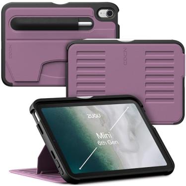Imagem de Capa protetora Zugu para iPad Mini 7 2024 e iPad Mini 6 2021, fina, bolso para Apple Pencil, contra quedas de 1,5 m, suporte magnético em 7 ângulos, hibernar/ativar (A17 Pro, A2567, A2568, A2569)