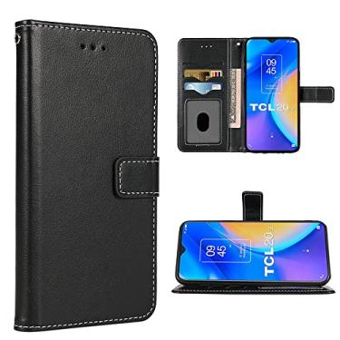 Imagem de FDCWTSH Compatível com TCL 20E 20Y TLC 6125F Capa carteira alça de pulso cordão de fibra de carbono e couro flip porta-cartão acessórios capa de telefone para Alcatel 1S 2021/3L 2021 mulheres homens