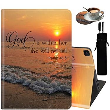 Imagem de Capa para Samsung Galaxy Tab A8 de 10,5 polegadas 2022, com suporte ajustável, capa inteligente despertar e hibernar automática para tablet de 10,5 polegadas SM-X200/X205/X207 - Citação Versículos da