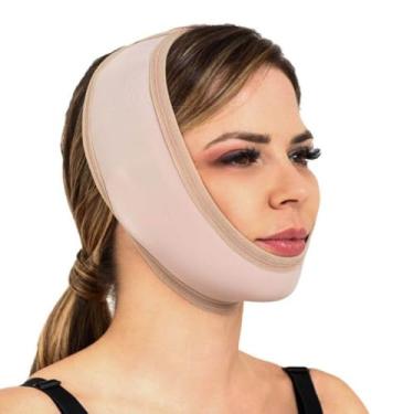 Imagem de Máscara Faixa Para Lipo de Papada Mentoniana Otoplástia Tecido Emana Média Compressão - New Form (Bege, PP)