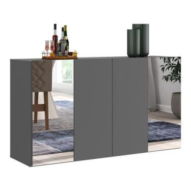 Imagem de Aparador Buffet 4 Portas com Espelho Vegas Multimóveis V3561, Grafite