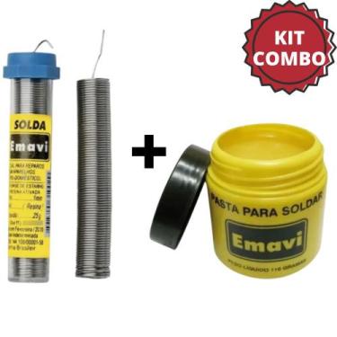 Imagem de Kit Tubo de Estanho de solda 25g + Pasta de Solda 110g Emavi