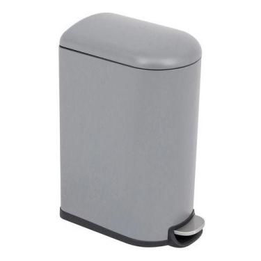 Imagem de Lixeira Sobrepor Slim Alta Metal 42 L Cinza 64x29x46cm - Delinia, Cinz