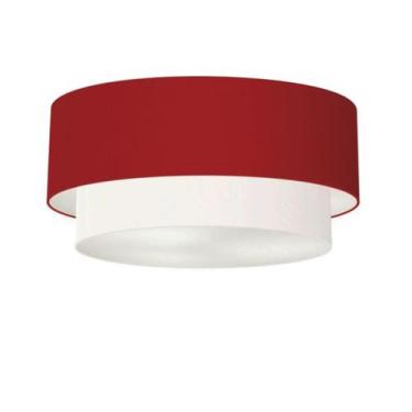 Imagem de Plafon Para Quarto Cilíndrico SQ-3064 Cúpula Cor Bordo Branco - Vivare