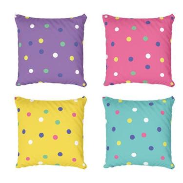 Imagem de Kit 4 Capas De almofada Decorativa Poa Colorido - Fabrika De Festa